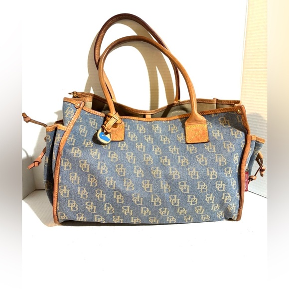 Dooney & Bourke Handbags - Dooney & Bourke Blue and Brown Monogram canvas / leather Tote bag